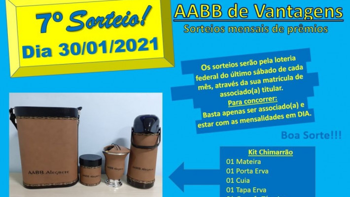 “AABB de Vantagens” Sorteio Mensais de Prêmios
